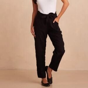 Summersalt Brand The Timeless Slim Tie-Waist Pant Black Sea Urchin Size 2